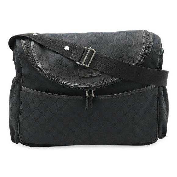 GUCCI GG Canvas Mother's Bag Shoulder Leather Black 123326 - Picture 1 of 10